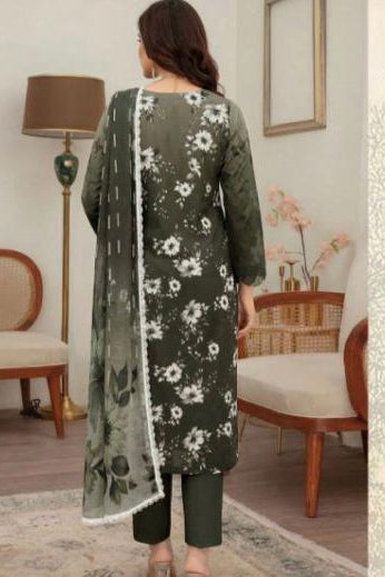 Embroidered Lawn Suit with Chiffon Dupatta