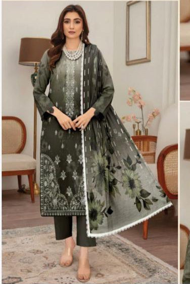 Embroidered Lawn Suit with Chiffon Dupatta