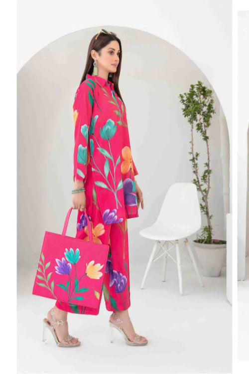 Pink Bloom Printed Lawn Dress