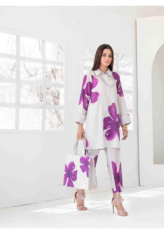 Purple Bloom Printed Lawn Dress
