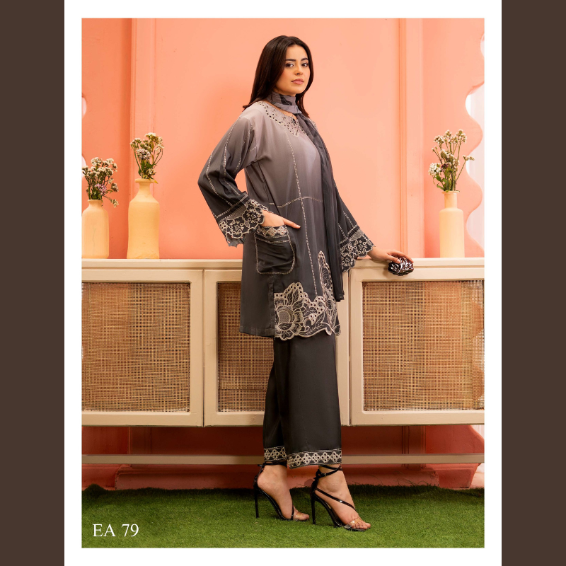 Elegant Maroon Embroidered 3-Piece Suit