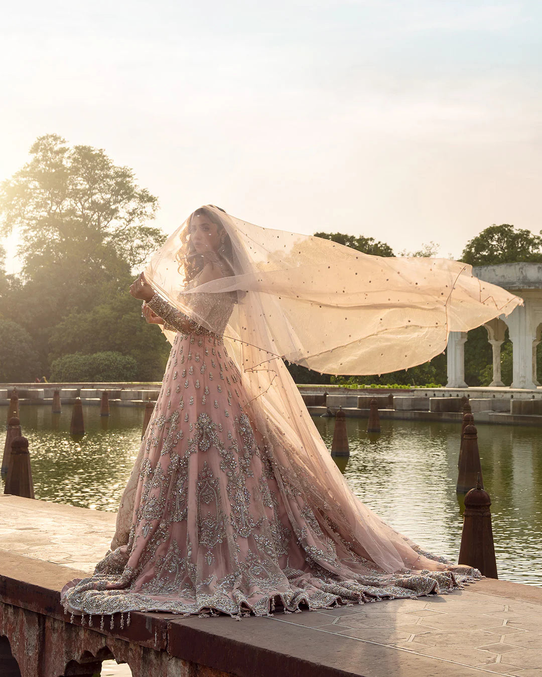Eastern Clozet | Aysana — Bridal Gown with Jamawar Lehnga
