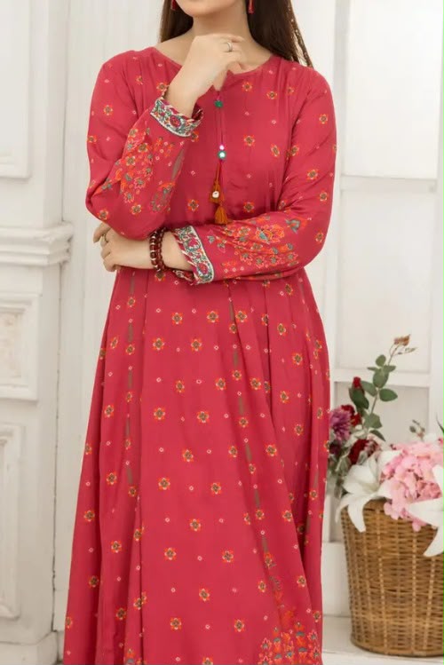 Rafia Pink Printed Flared Maxi Dress – Luxury Casual Wear