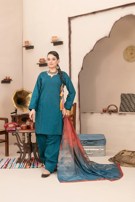 Tawakkal Fabric Printed Lawn Farshi shalwar -Stitched