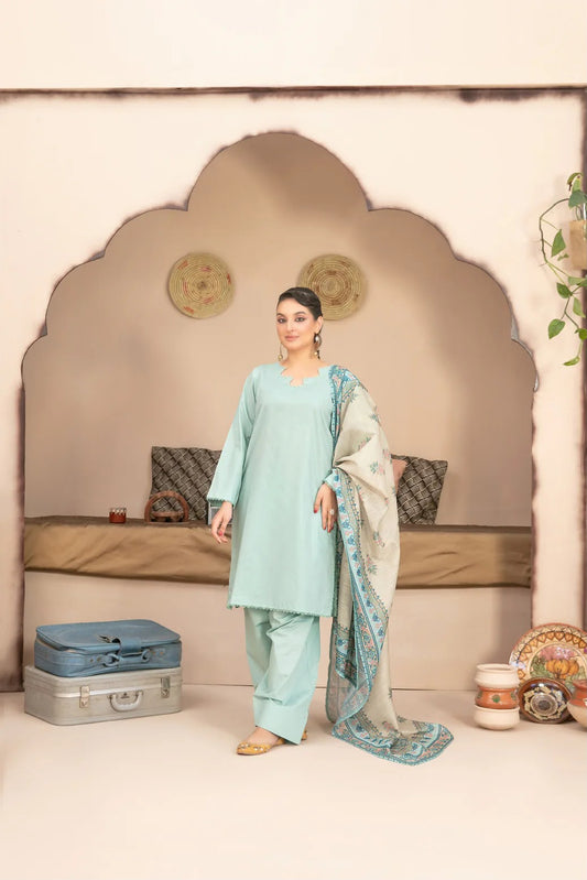 Tawakkal Fabric Printed Lawn Farshi shalwar -Stitched