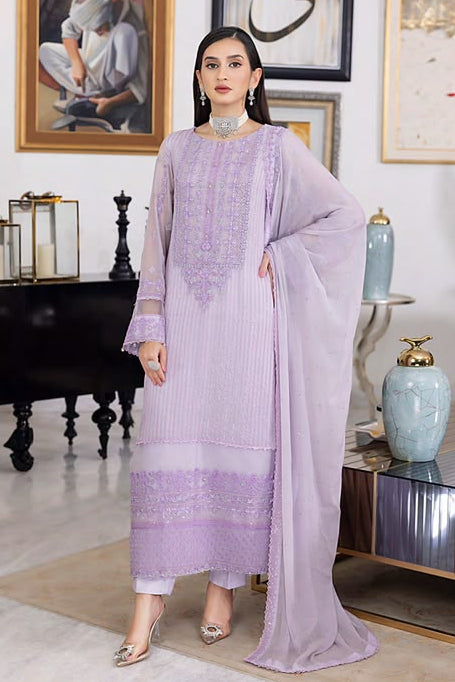Luxury Sequins Embroidered Chiffon-Periwinkle
