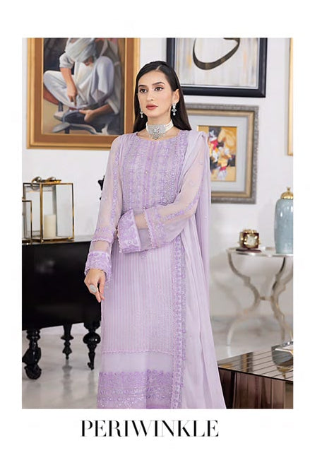 Luxury Sequins Embroidered Chiffon-Periwinkle