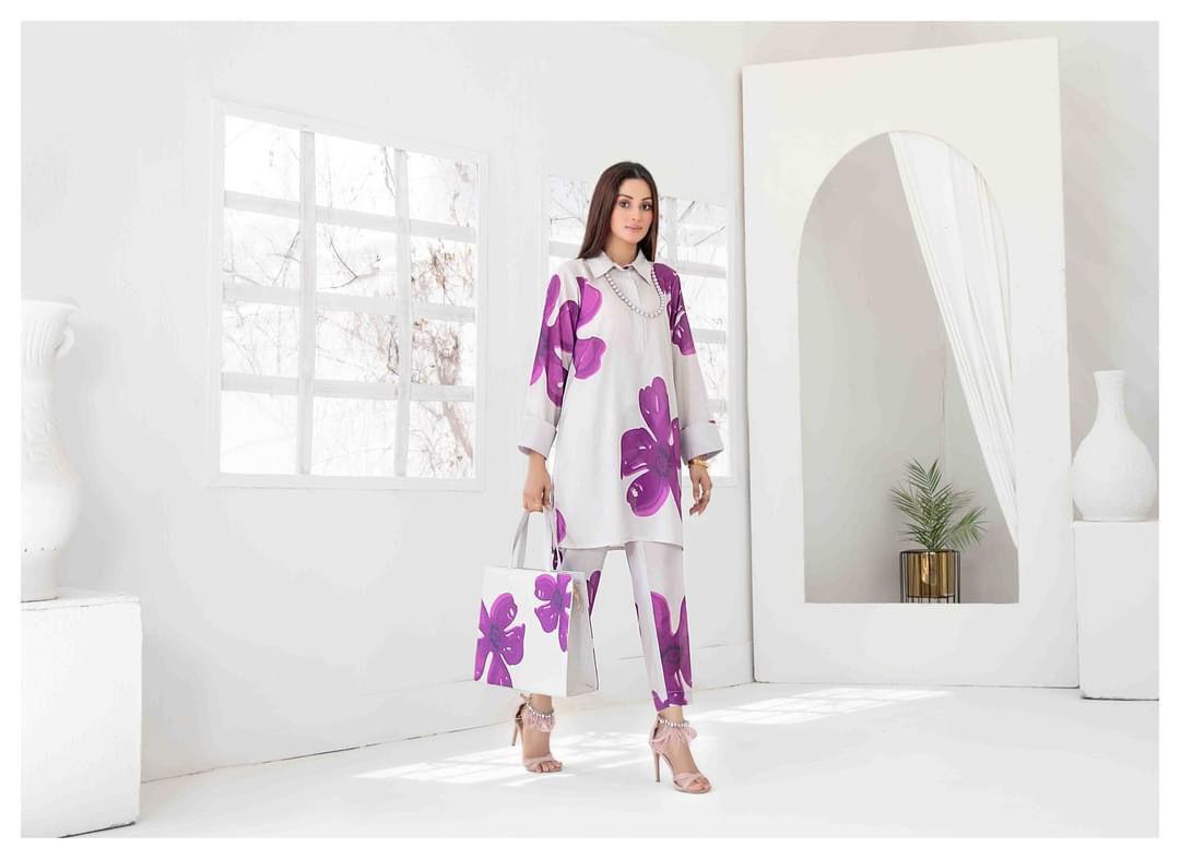 Purple Bloom Printed Lawn Dress
