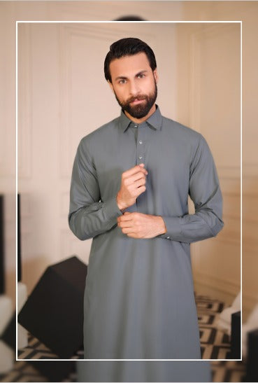 Men’s Grey Pakistani Shalwar Kameez | Traditional Pakistani wear