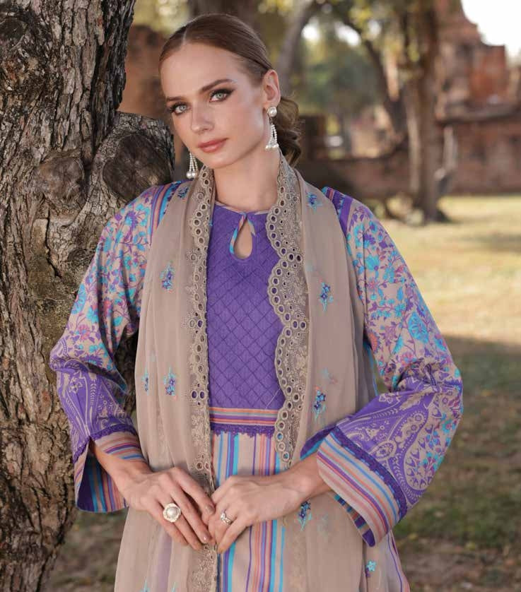 Charizma Lawn Three piece with Embroidered Dopatta