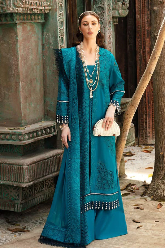 Imrozia Fancy Embroidered Lawn 3 Piece Suit – Blue