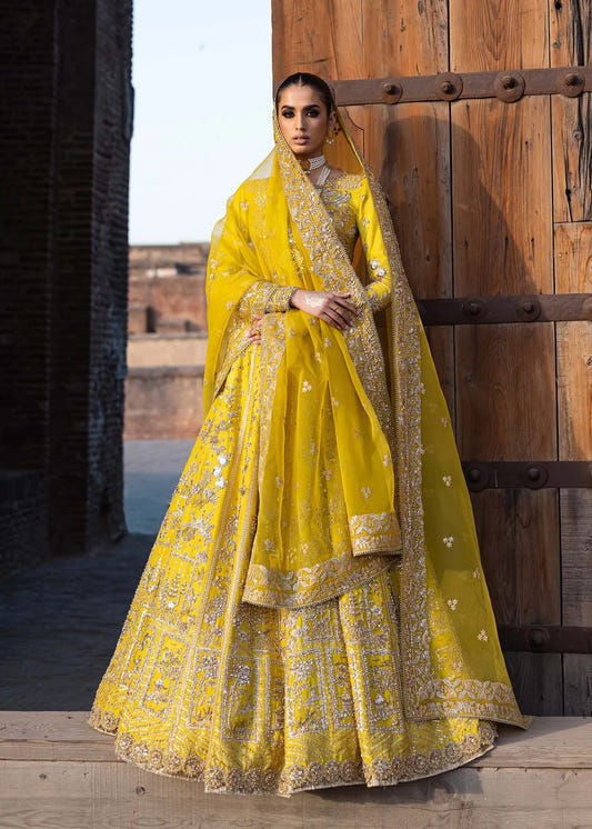 Lehenga Choli with Embroidered Organza Dupatta – Mehndi Wedding Dress - Bridal Lehenga by Eastern Clozet