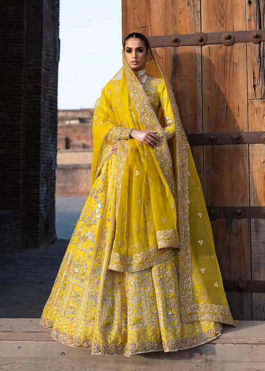 Lehenga Choli with Embroidered Organza Dupatta – Mehndi Wedding Dress