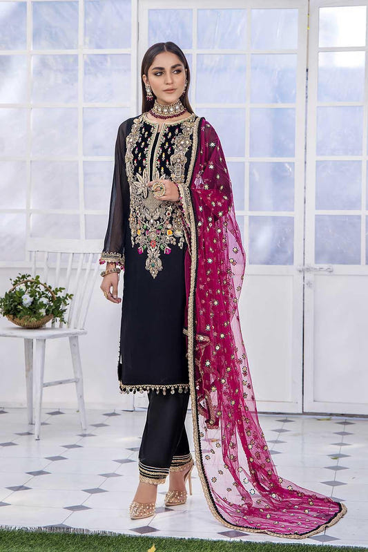 Luxury Pret with Dabka Hand Work on Crinkle Chiffon (Style 3) - Pakistani Designer Outfit by Eastern Clozet