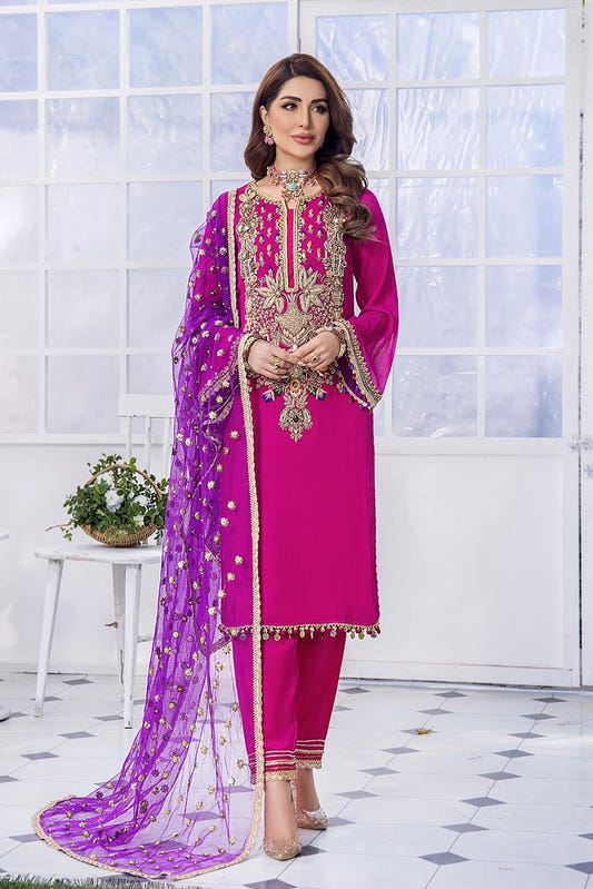Luxury Pret with Dabka Hand Work on Crinkle Chiffon (Style 4) - Pakistani Designer Outfit by Eastern Clozet