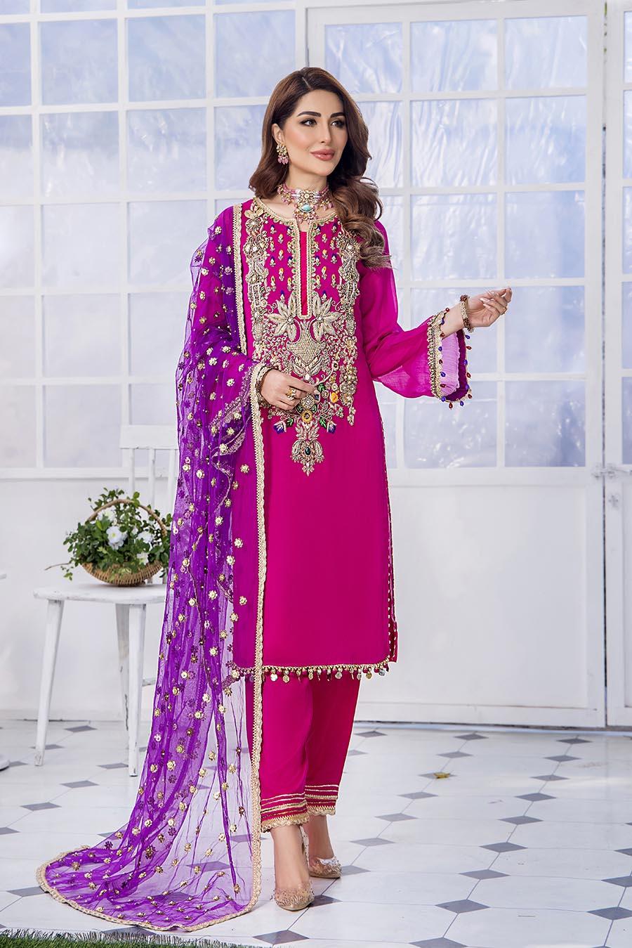 Luxury Pret with Dabka Hand Work on Crinkle Chiffon