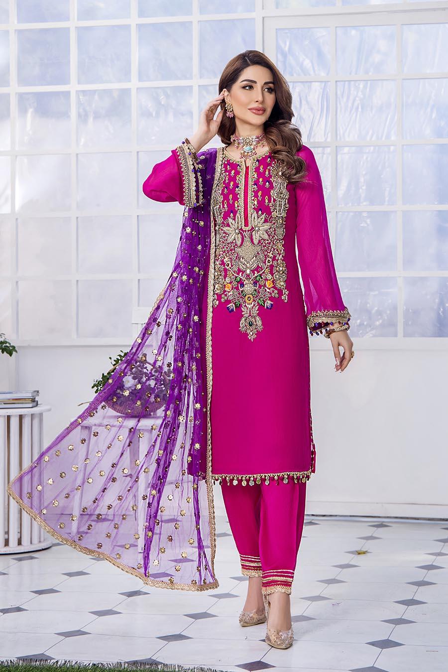 Luxury Pret with Dabka Hand Work on Crinkle Chiffon