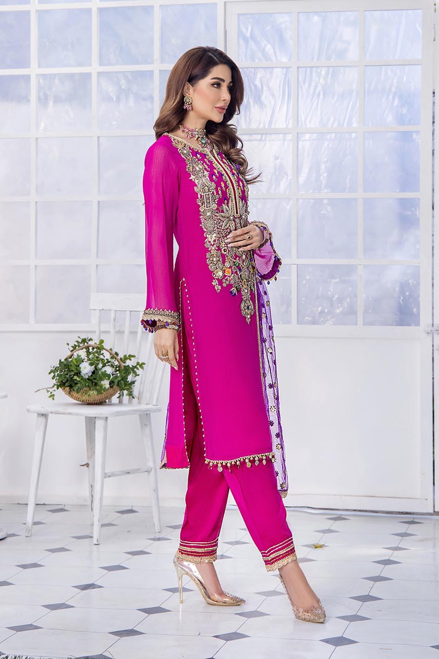 Luxury Pret with Dabka Hand Work on Crinkle Chiffon