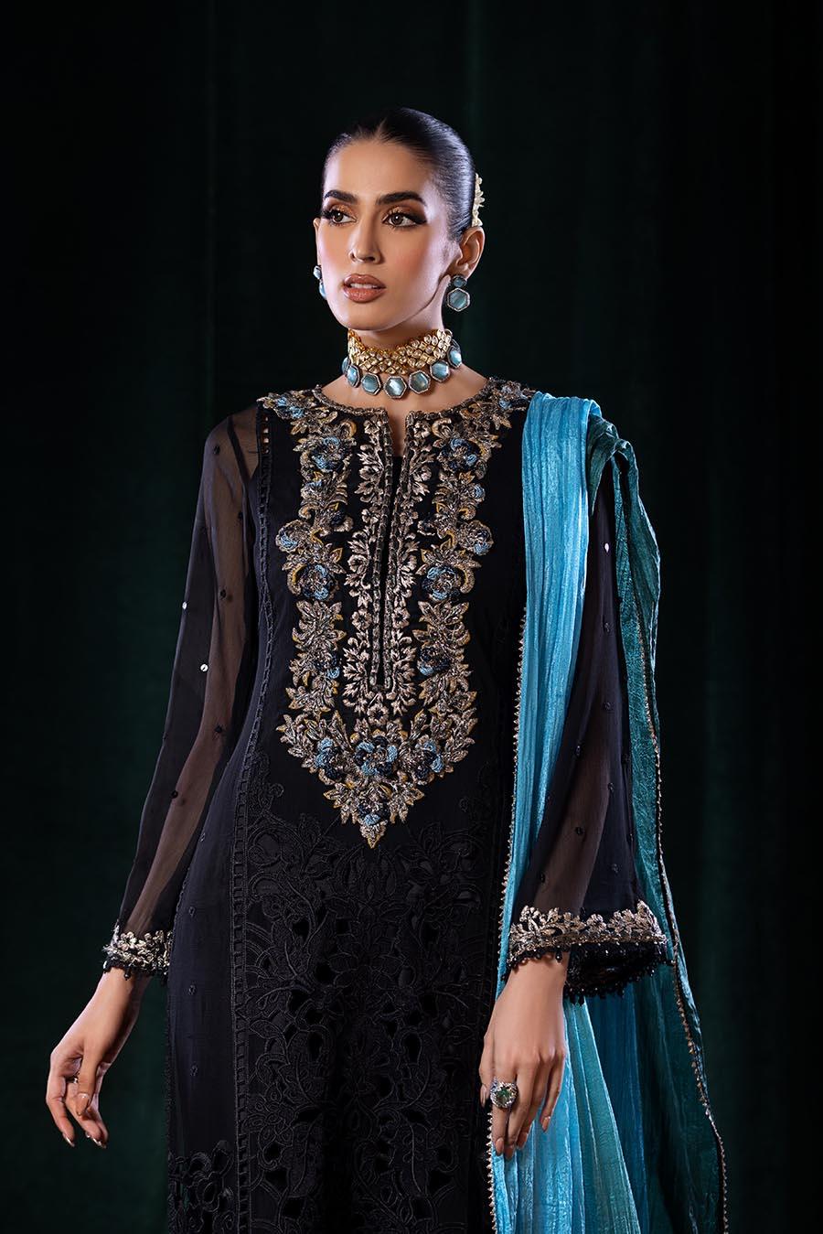 Pure Crinkle Chiffon Shirt with Silk Dupatta & Charmeuse Silk Trousers