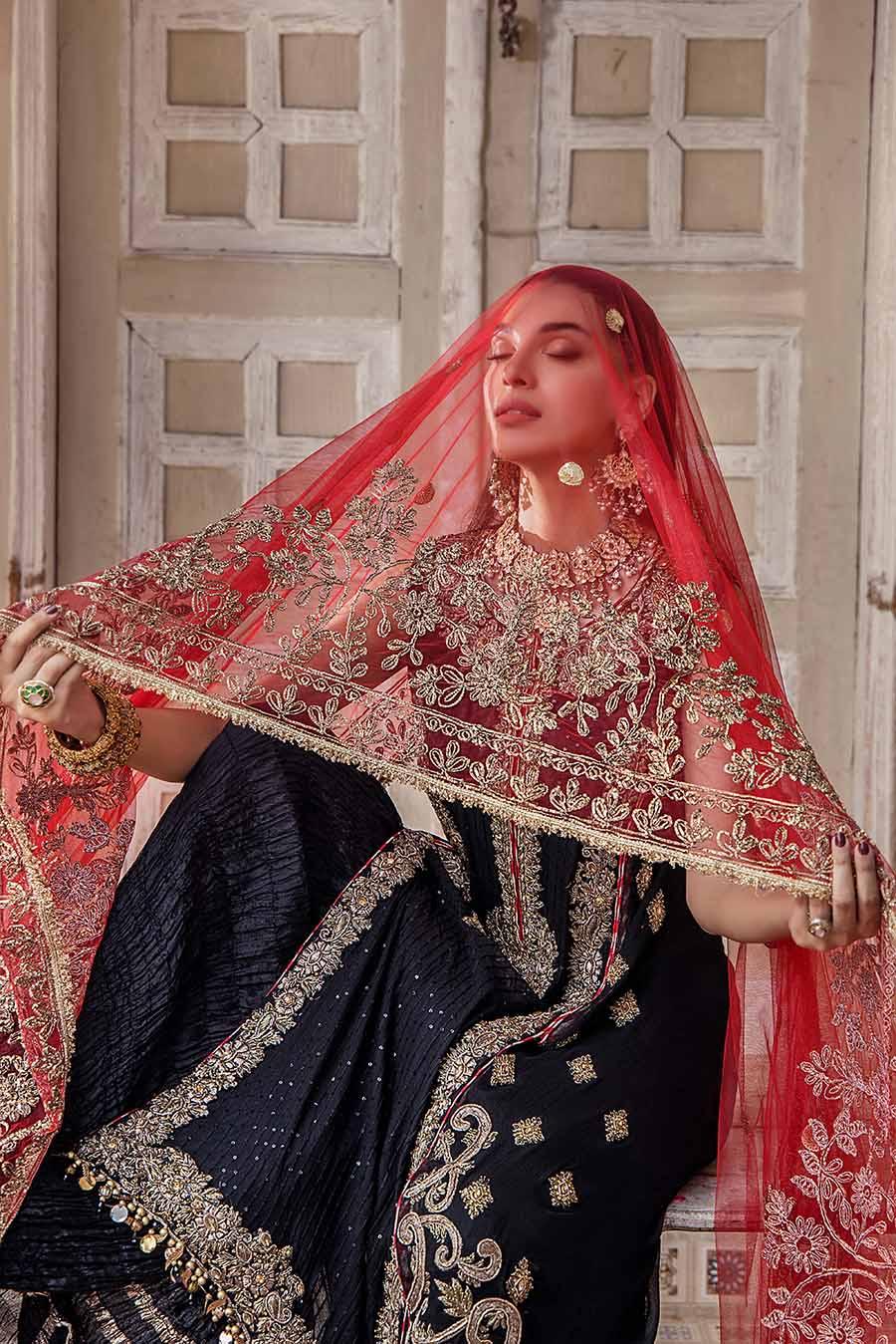 Pure Crinkle Chiffon Shirt with Crushed Silk Sharara & Net Dupatta
