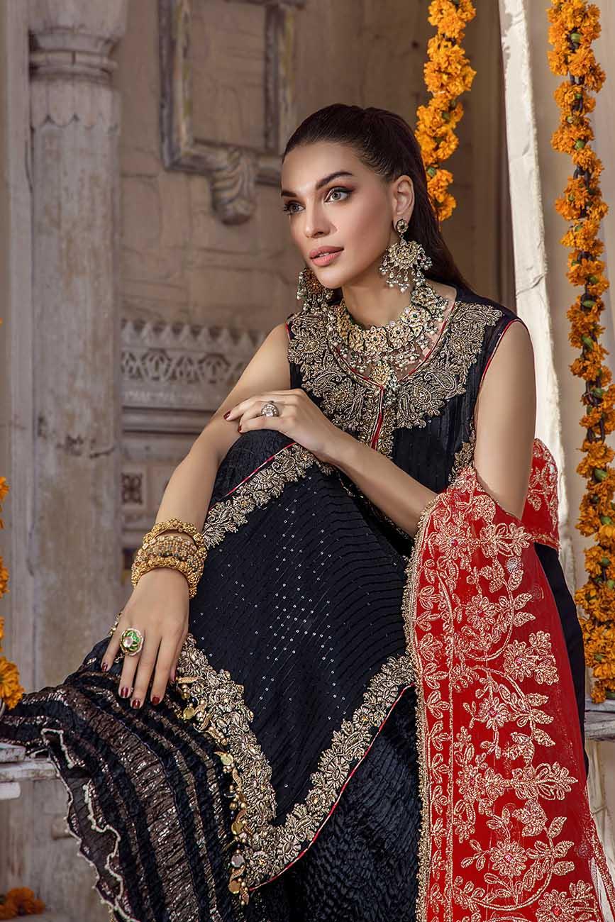 Pure Crinkle Chiffon Shirt with Crushed Silk Sharara & Net Dupatta