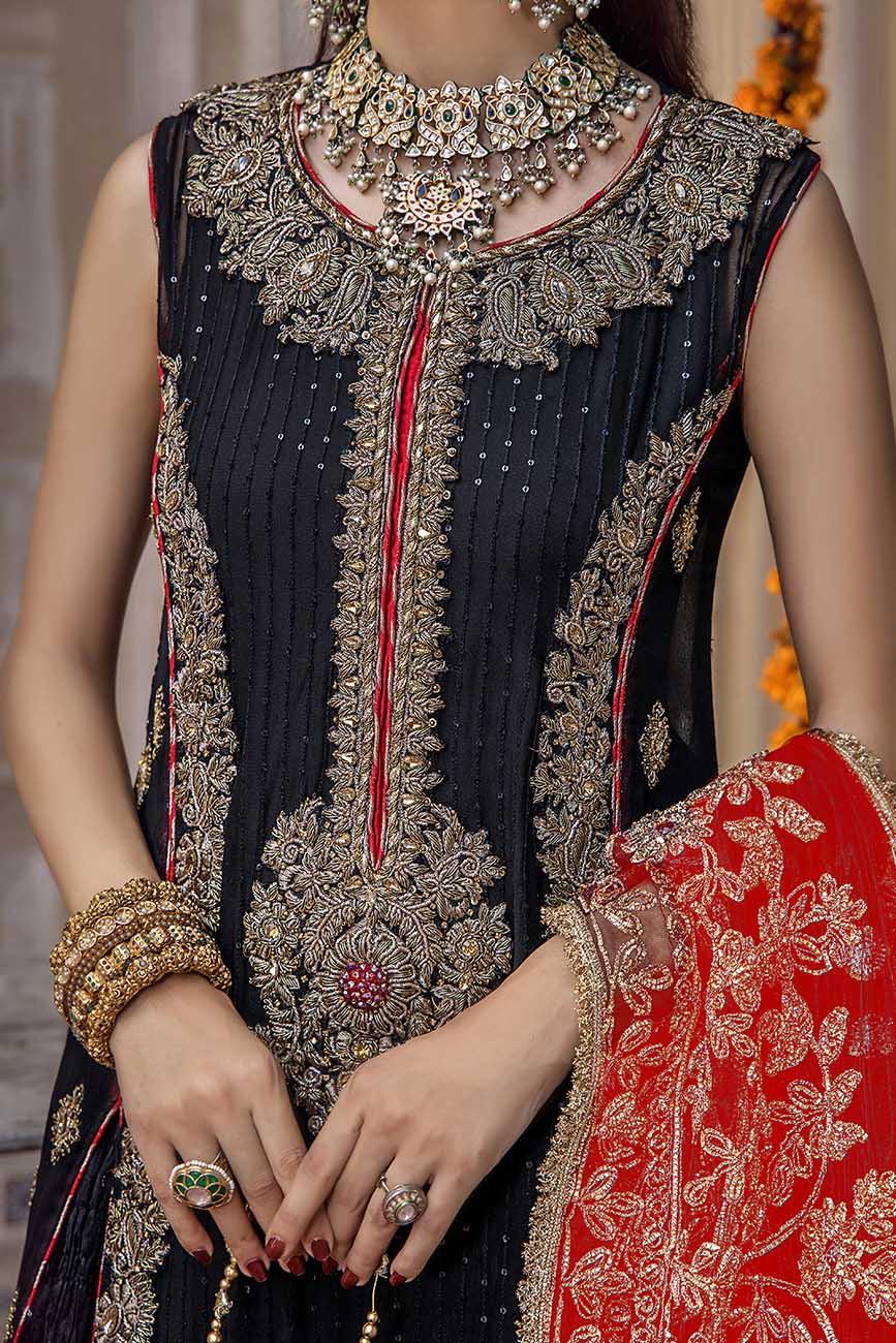 Pure Crinkle Chiffon Shirt with Crushed Silk Sharara & Net Dupatta