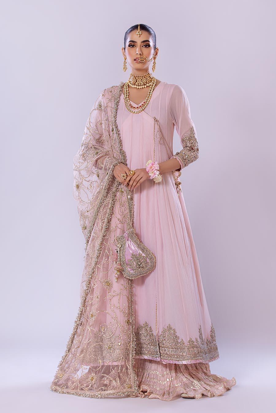 Hand Embroidered Chiffon Sharara Suit | Wedding Wear ( EC108 )