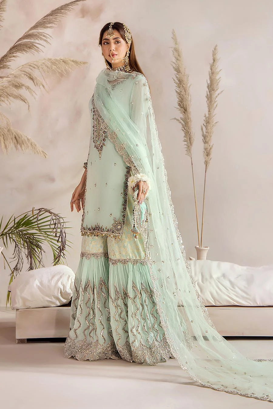 Luxury Hand-Embroidered Crinkle Chiffon Shirt