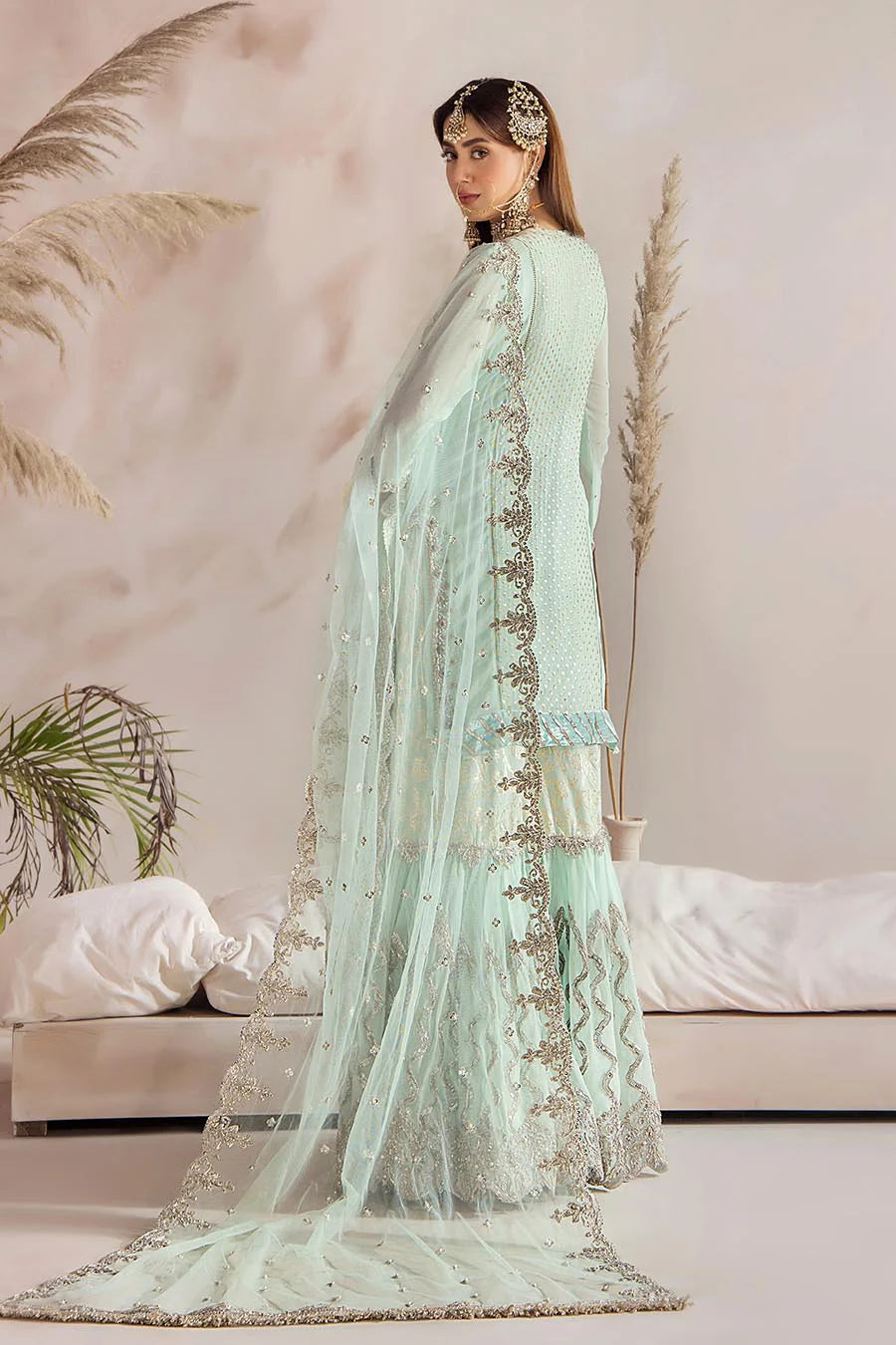 Luxury Hand-Embroidered Crinkle Chiffon Shirt