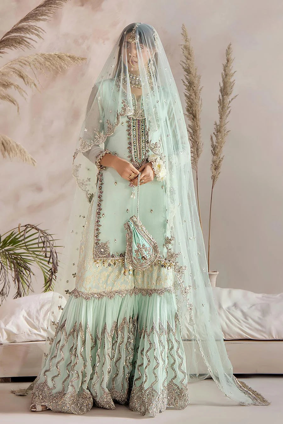 Luxury Hand-Embroidered Crinkle Chiffon Shirt