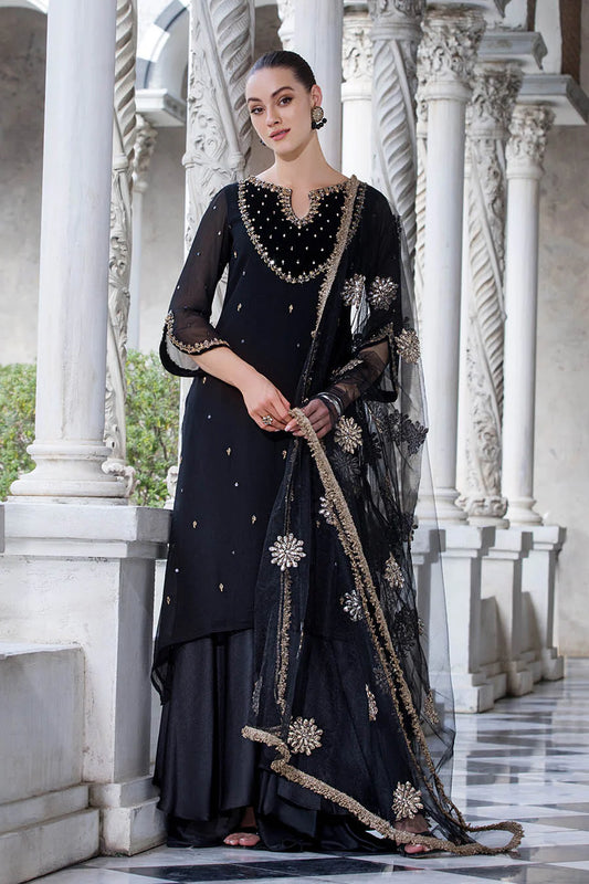 Crinkle Chiffon Shirt & Silk Flared Trouser Set with Gotta Dupatta