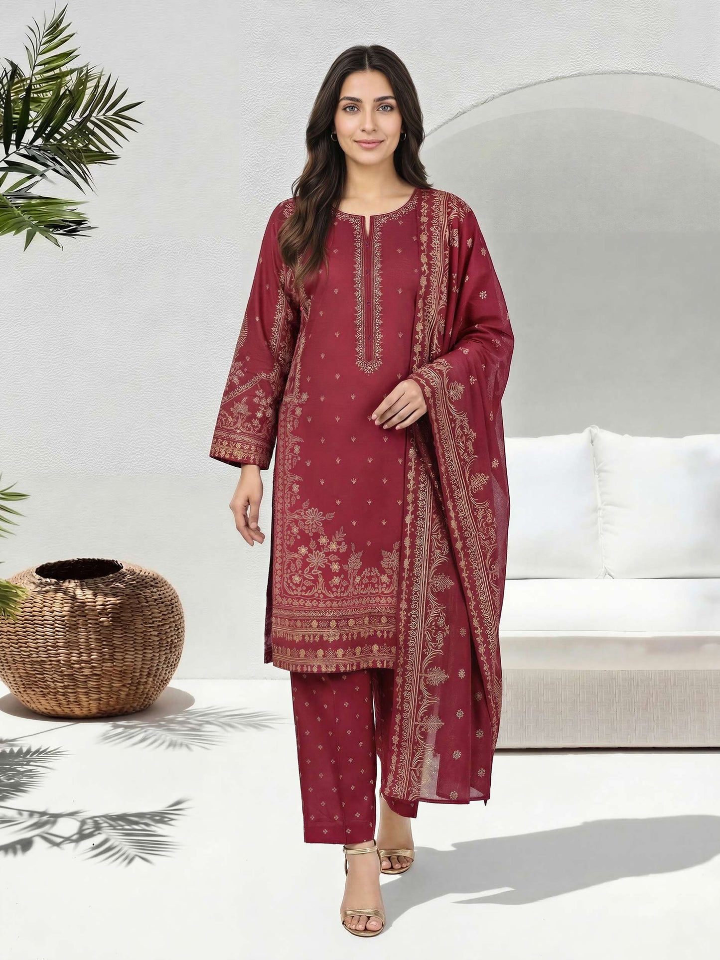 3 Piece Lawn Suit- Printed (Stitched)