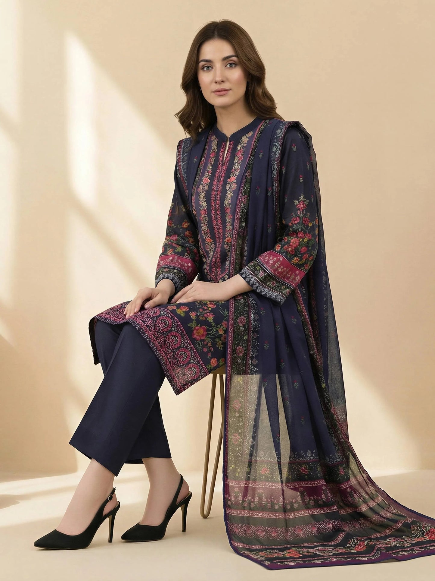 3 Piece Lawn Suit- Printed (Stitched)