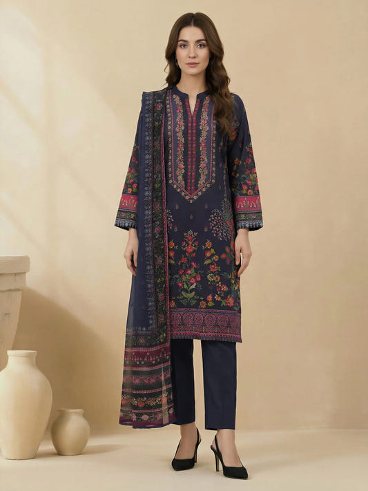 3 Piece Lawn Suit- Printed (Stitched) (Style 6) - Pakistani Lawn Suit by Eastern Clozet