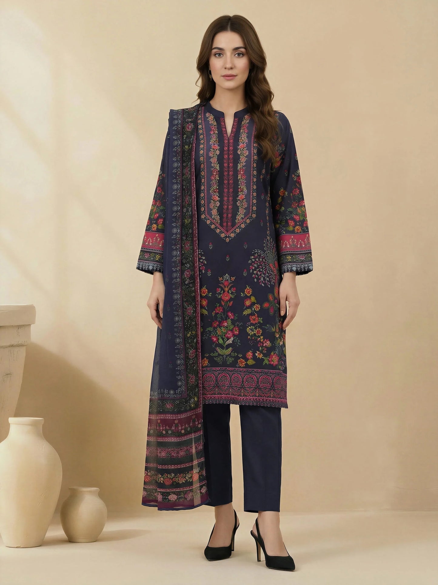 3 Piece Lawn Suit- Printed (Stitched)