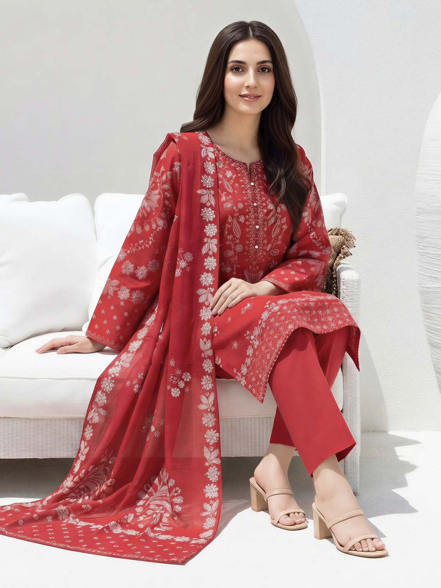 3 Piece Lawn Suit- Printed (Stitched)