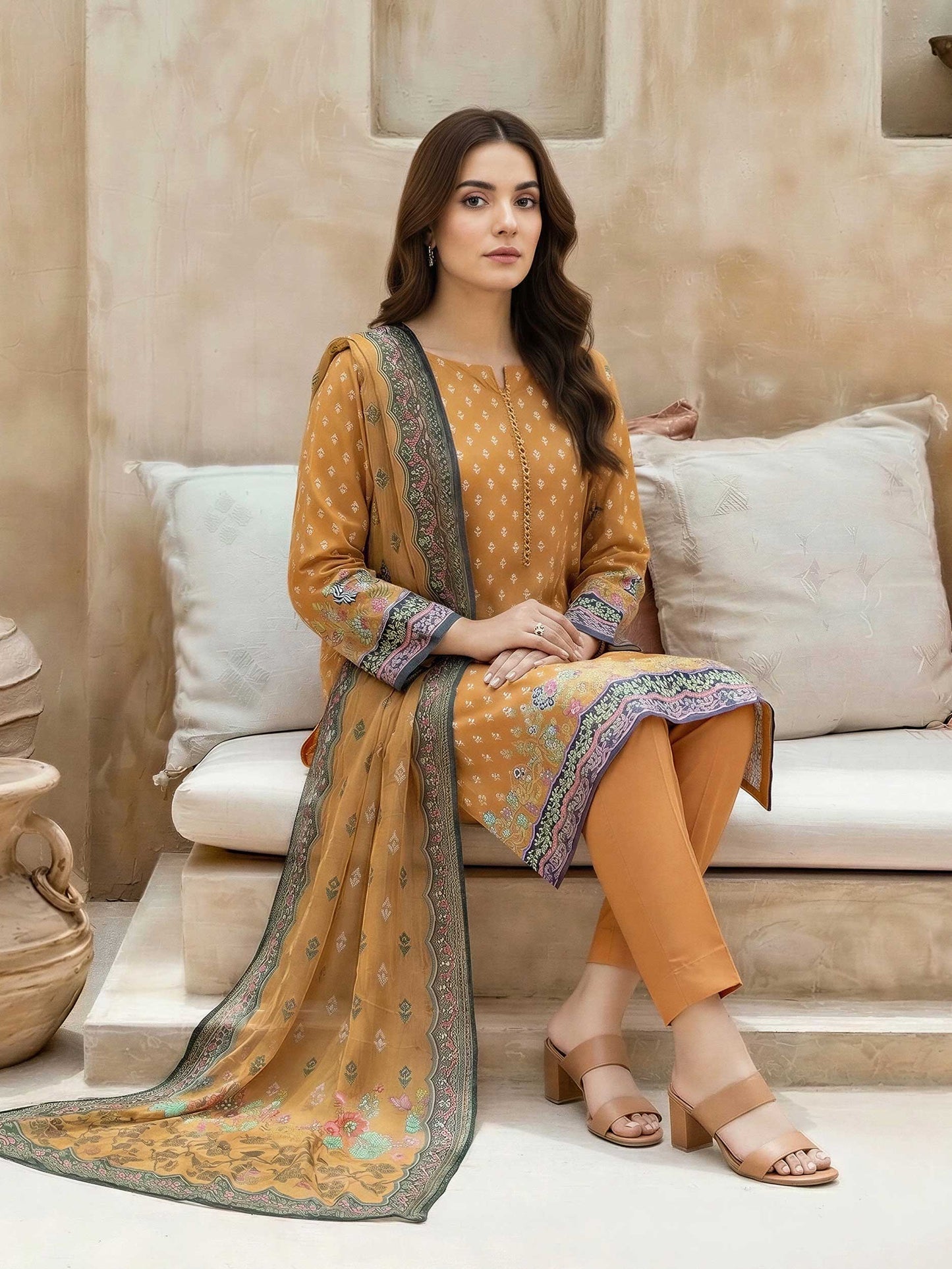 3 Piece Lawn Suit- Printed (Stitched)