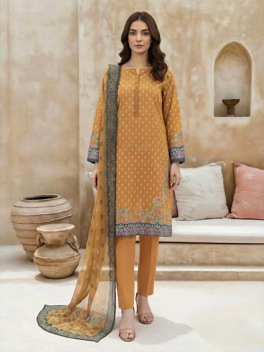 3 Piece Lawn Suit- Printed (Stitched)