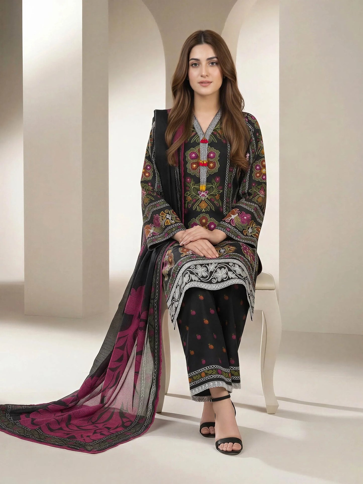 3 Piece Lawn Suit- Printed (Stitched)