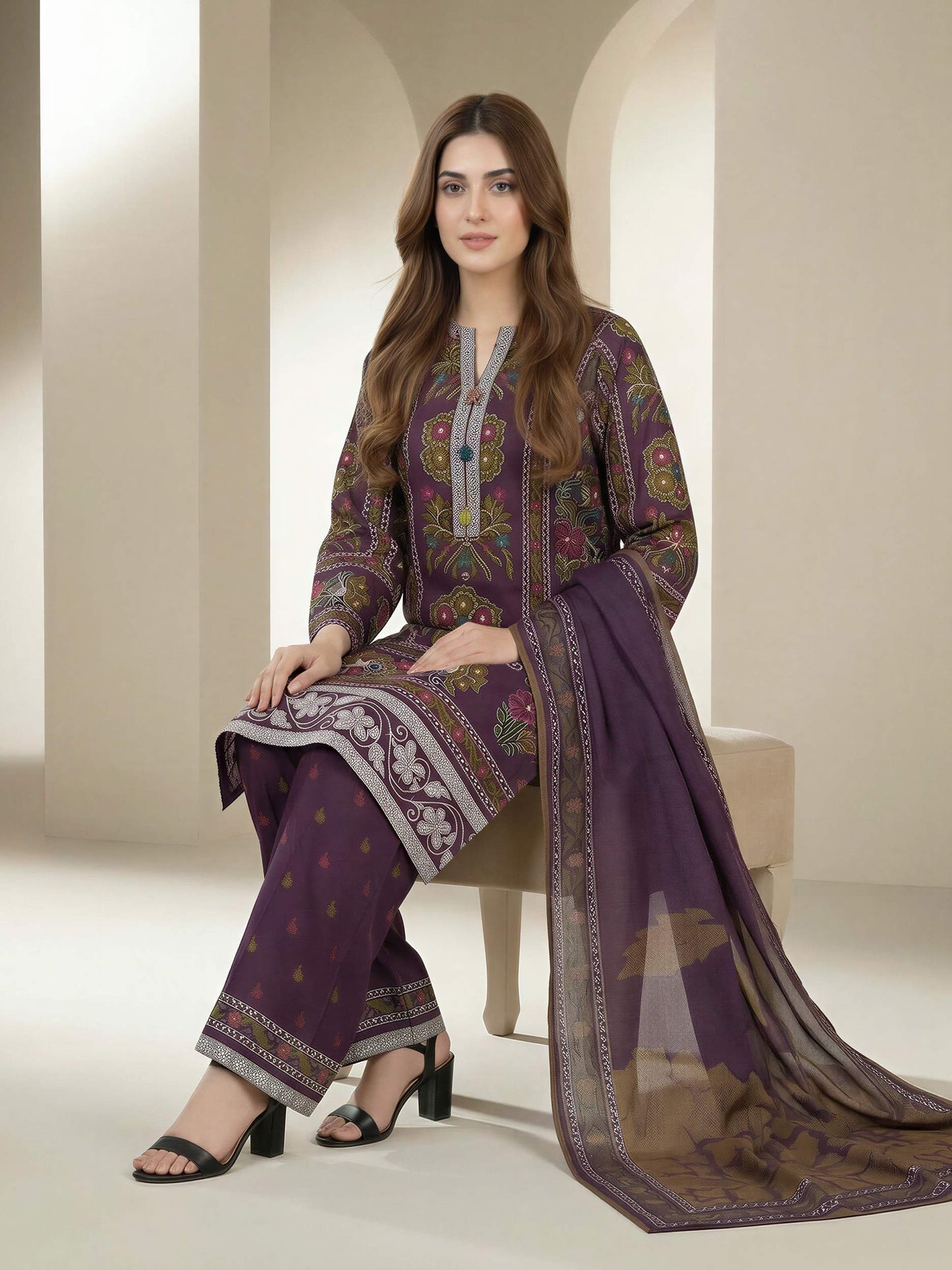 3 Piece Lawn Suit- Printed (Stitched)
