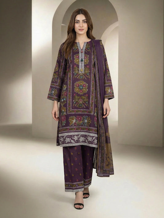 3 Piece Lawn Suit- Printed (Stitched)