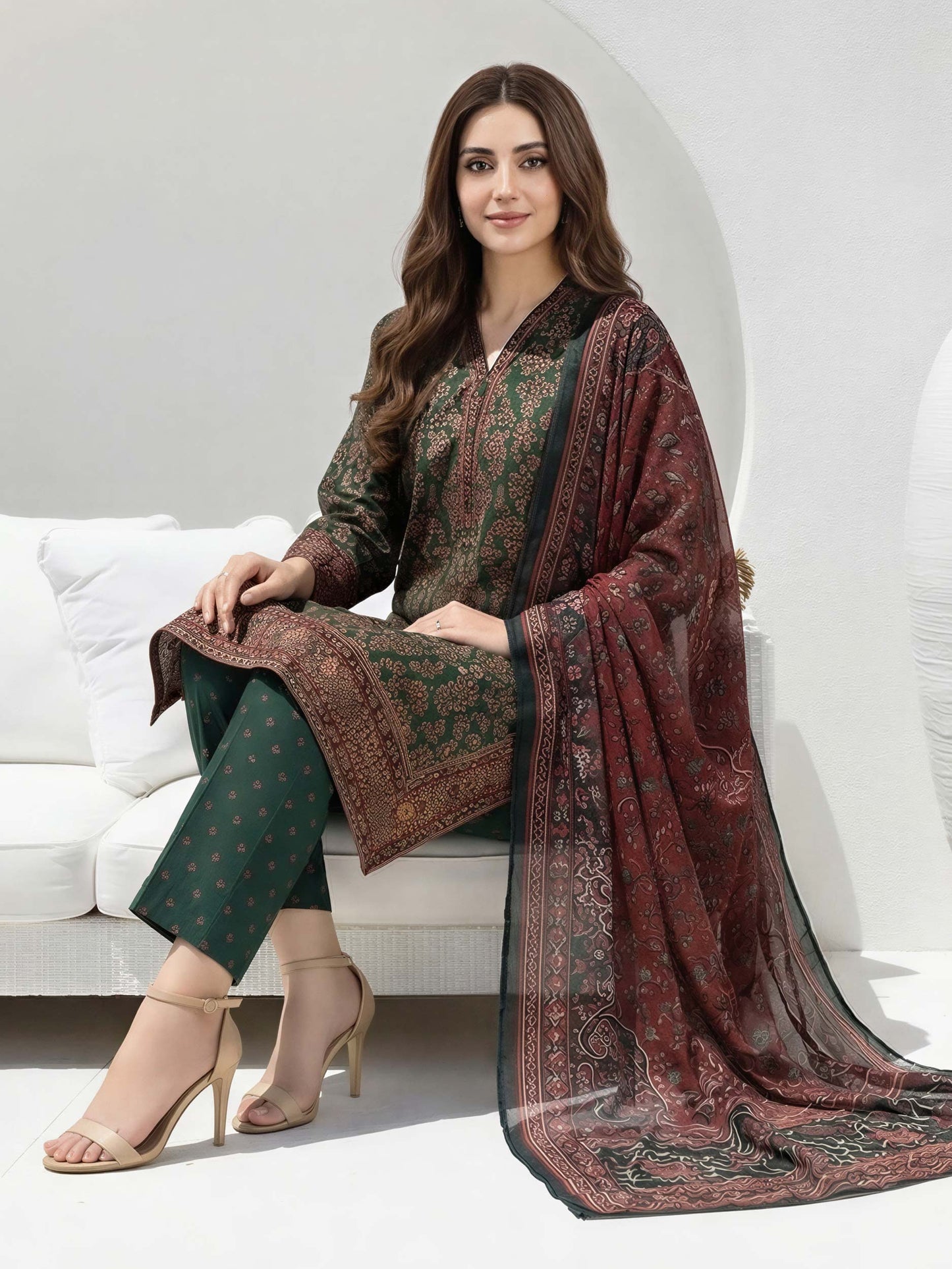 3 Piece Lawn Suit- Printed (Stitched)