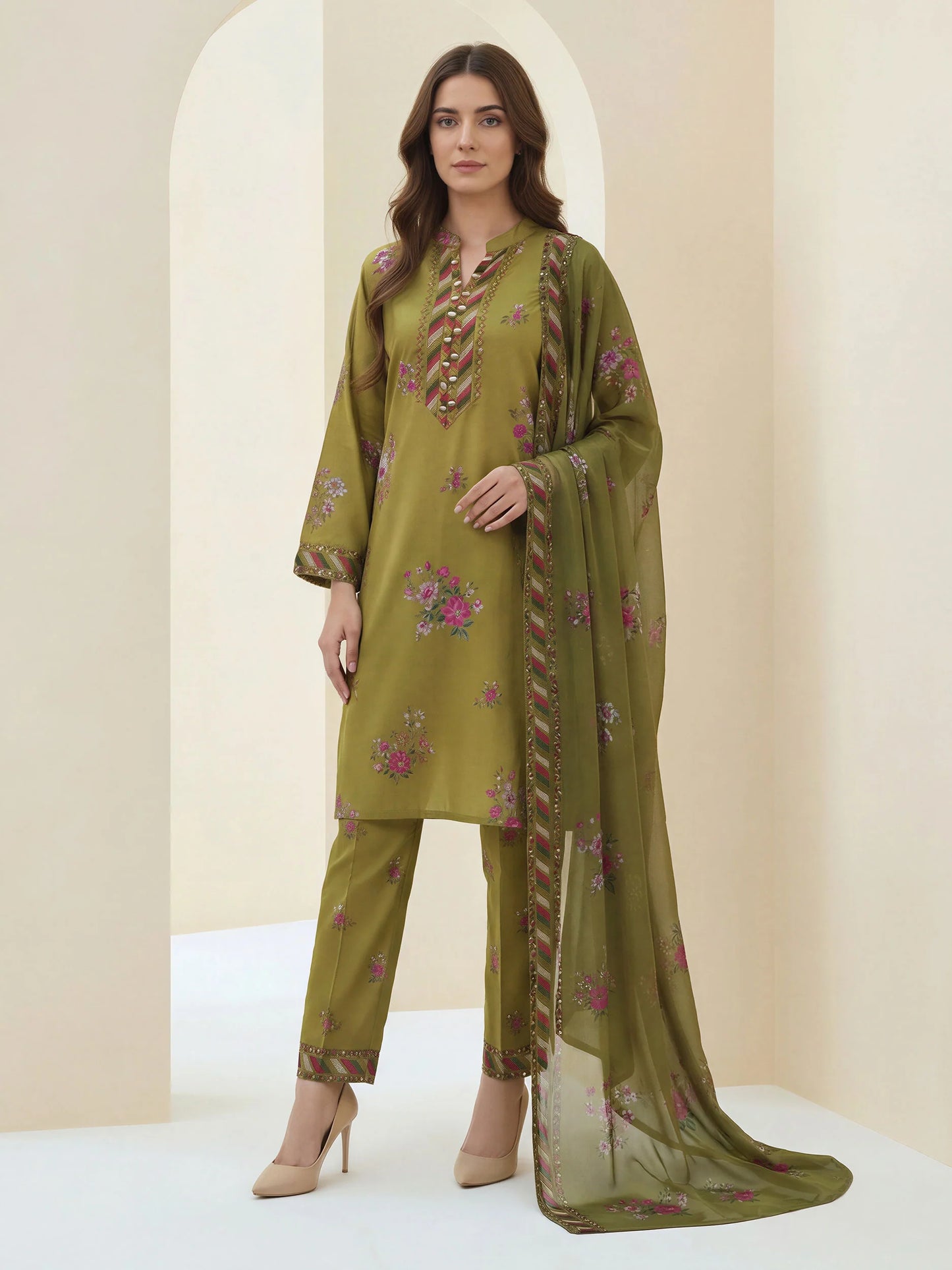3 Piece Lawn Suit- Printed (Stitched)