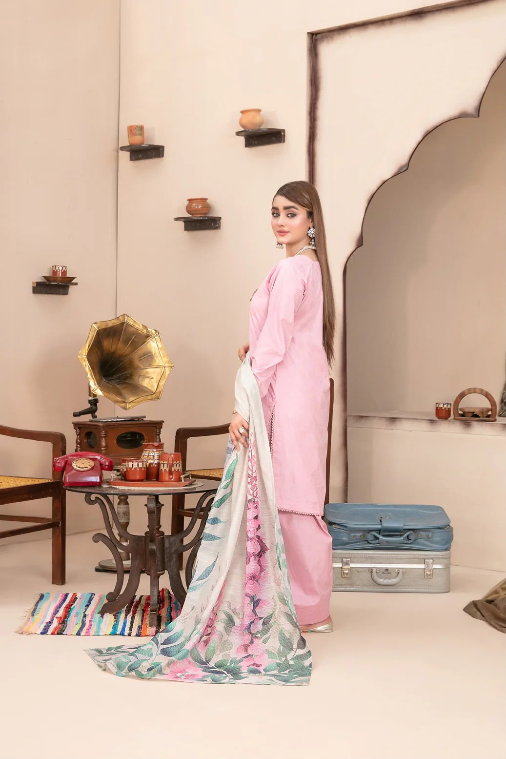 Tawakkal Fabric Printed Lawn Farshi shalwar -Stitched