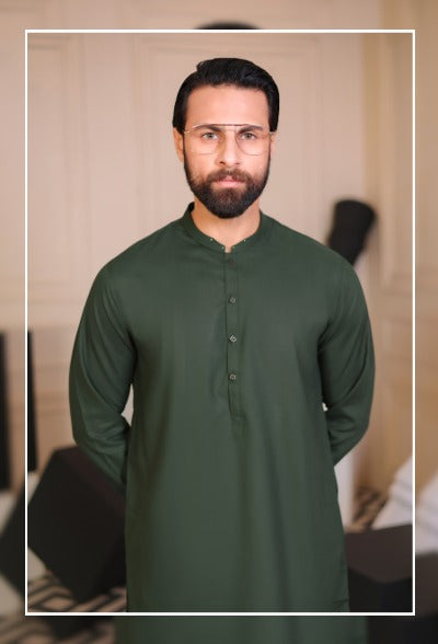 Men’s Dark Green Pakistani Kurta Shalwar Suit