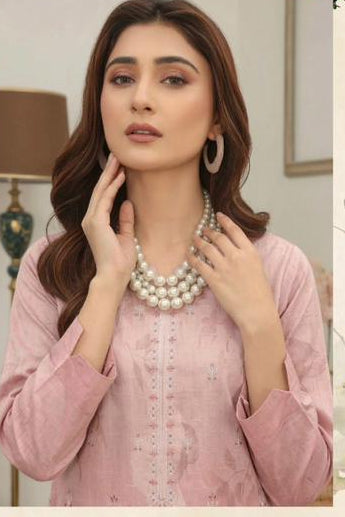 Blush Pink Embroidered Lawn Suit with Chiffon Dupatta