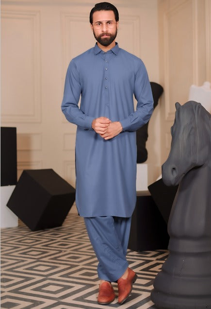 Men’s Blue Shalwar Kameez – Traditional Pakistani | Elegant Ethnic Wear