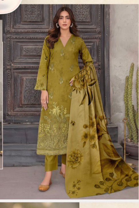 Embroidered Lawn Suit with Chiffon Dupatta