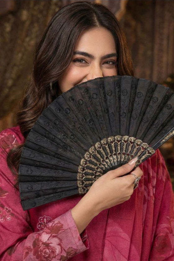 Rose Pink Embroidered Lawn Suit with Chiffon Dupatta