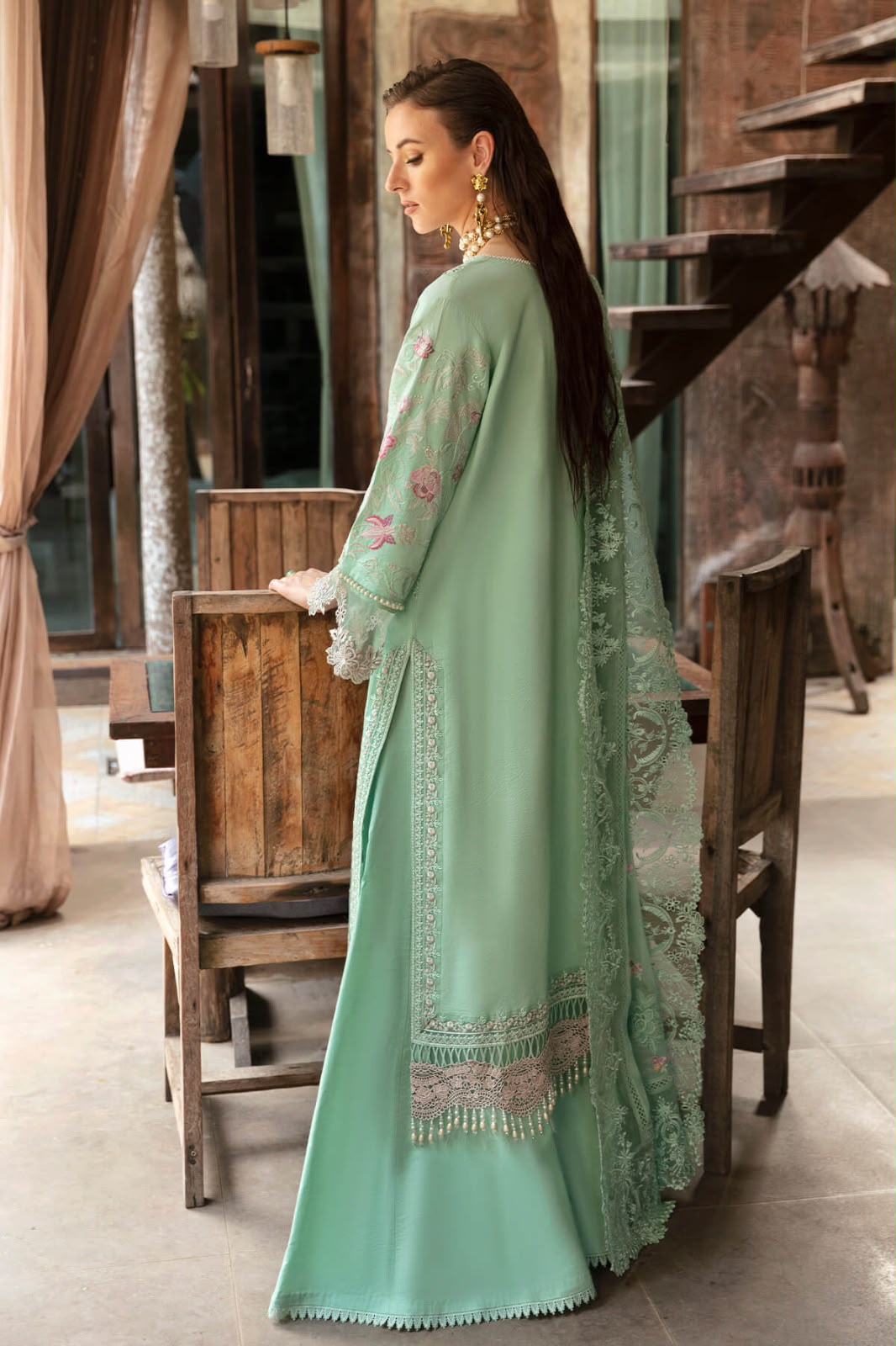 Imrozia Fancy Embroidered Lawn 3 Piece Suit – Mint Green